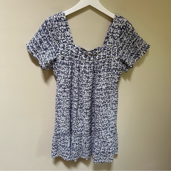 Rails ~ new ~ Valentina Ruffle Hem Crinkle Dress in Navy Camellia size Small - Picture 8 of 16